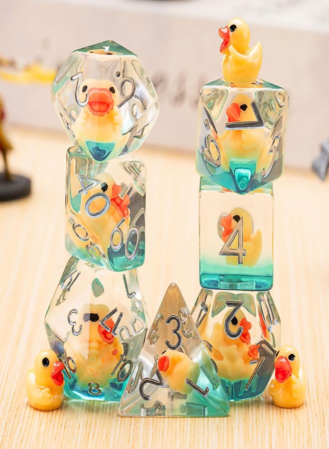 Maywin Duck D&D Resin Dice Set, Polyhedral DND Dice Animal Inclusion Dice D and D for Dungeons and Dragons MTG RPG Board Games for 15 Years and Up - Image 1